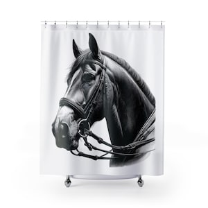Tenda da doccia a forma di cavallo, elegante decorazione da bagno equestre, tenda classica con motivo a cavallo, regalo da bagno per amanti degli animali