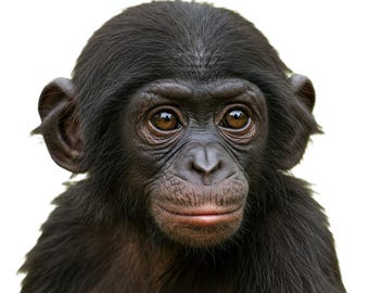 Baby Bonobo Clip Art Gift, African Animal Art, Bonobo PNG, Cute Primate Illustration, Nursery Décor Gift, Background Removed