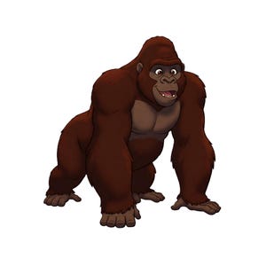 Cartoon Gorilla Clip Art Gift, Fun DIY Project, Jungle-Themed Art Download, Gorilla JPEG for Crafts, Background Removed
