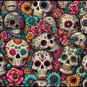Bandana festiva de calavera de azúcar: accesorio vibrante del Día de los Muertos