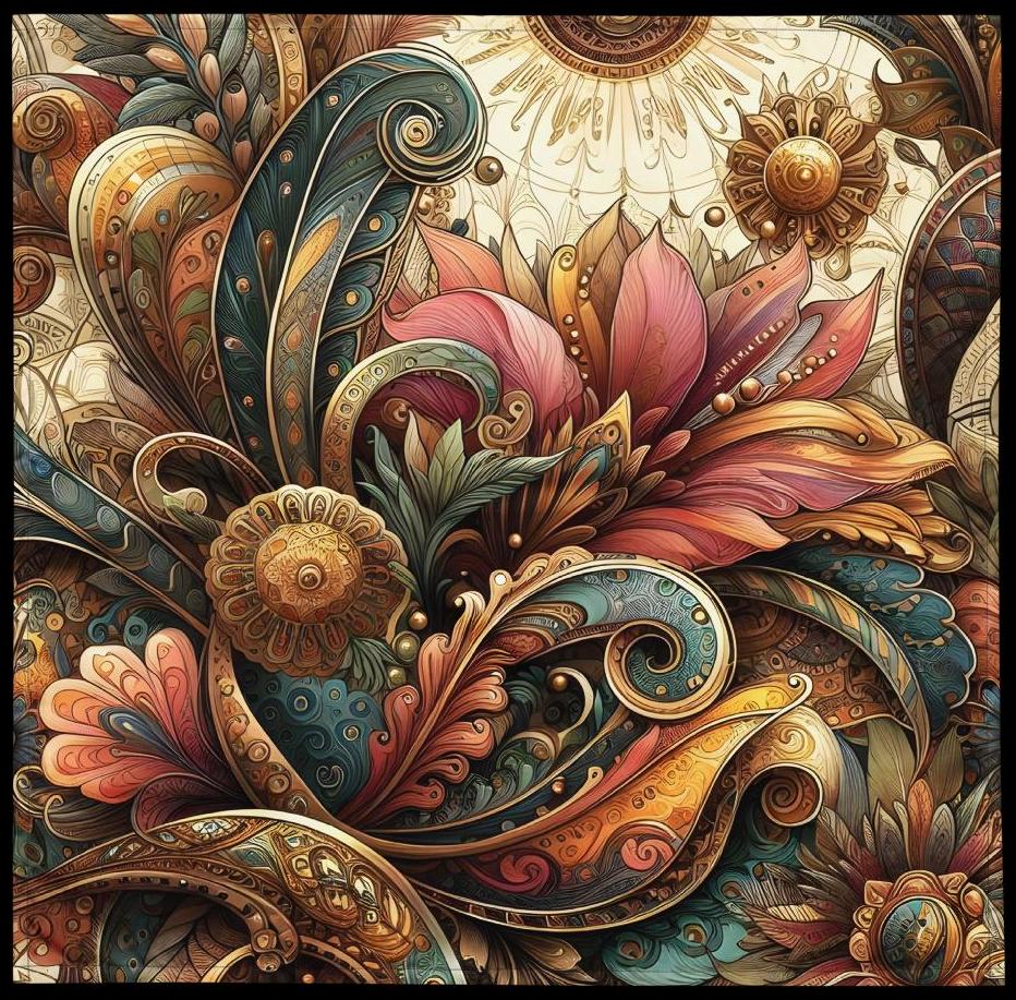 Art Nouveau Floral Bandana Floral Paisley Head Scarf Nouveau Paisley Bandana Elegant Floral Paisley Scarf