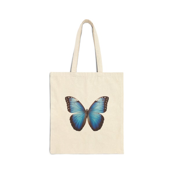 Blue Morpho Butterfly Tote Bag, Eco-Friendly Morpho Canvas Bag, Stylish Blue Butterfly Carry-All