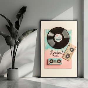 Poster di riavvolgimento del tempo, poster musicale, poster con testi, poster vintage, poster in vinile, arte murale per l'arredamento della casa | 4917KMD | Regalo per lui - Senza cornice
