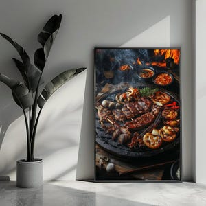 Koreanisches Poster, BBQ-Poster, Essensposter, Kulinarisches Poster, Aromenposter, Wandkunst für die Inneneinrichtung | 4431KMD | Geschenk für ihn – ohne Rahmen