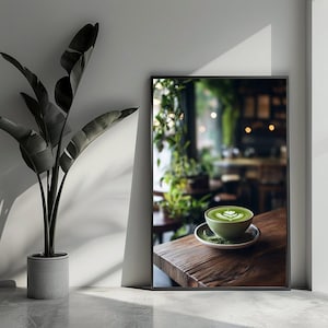Poster Matcha, poster Latte, poster bevanda, poster accogliente, poster tè, arte murale per l'arredamento della casa | 4434KMD | Regalo per lui - Senza cornice