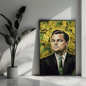 Leonardo DiCaprio Poster, The Wolf of Wall Street Poster, Jordan Belfort Filmposter, Wandkunst für die Inneneinrichtung | 18 | Geschenk für ihn – ohne Rahmen