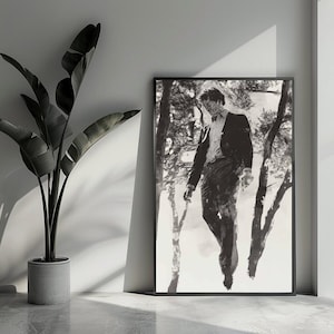 David Hockney inspiriertes Poster, Mann-Poster, Wald-Poster, Schwarz-Weiß-Poster, Wandkunst für Heimdekoration | 4623PVD | Geschenk für ihn – ohne Rahmen