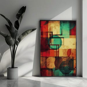 Póster abstracto, póster vintage, póster retro, póster artístico, póster de formas, arte de pared para decoración del hogar | 57 | Regalo para él - Sin marco