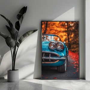 Poster per auto, poster vintage, poster autunnale, poster retrò, poster da viaggio, arte murale per la decorazione della casa | 4461KMD | Regalo per lui - Senza cornice