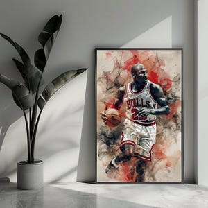 Poster di Michael Jordan, poster di basket, poster di atleta, poster sportivo, poster di icone, arte murale per la decorazione della casa | 3587 | Regalo per lui - Senza cornice