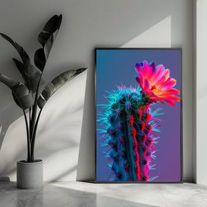 Kaktus-Blumen-Poster, Blumen-Poster, Kaktus-Poster, Natur-Poster, Wandkunst für die Inneneinrichtung | 3478WV | Geschenk für ihn – ohne Rahmen