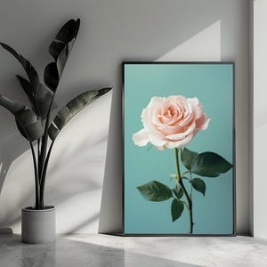 Póster de rosa rosa, póster de flores, póster de rosas, póster de naturaleza, póster de acuarela, arte de pared para decoración del hogar | 3446LVD | Regalo para él - Sin marco