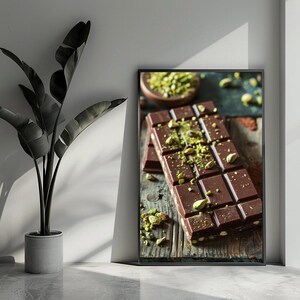 Poster al pistacchio, poster al cioccolato, poster al cioccolato di Dubai, poster di cibo, dessert, arte murale per l'arredamento della casa | 3409DZ | Regalo per lui - Senza cornice