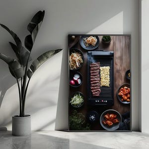 Koreanisches Poster, BBQ-Poster, Fleisch-Poster, Essens-Poster, Grill-Poster, Wandkunst für die Inneneinrichtung | 4396 kmd | Geschenk für ihn – ohne Rahmen