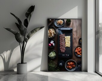 Korean Poster BBQ Poster Meat Poster Food Poster Grilling Poster Wall Art For Home Decor | 4396KMD | Gift For Him - No Frame
