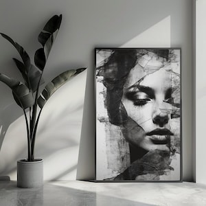 Poster di donna, poster in bianco e nero, poster artistico, poster con ritratto, poster elegante, arte murale per l'arredamento della casa | 409 | Regalo per lui - Senza cornice