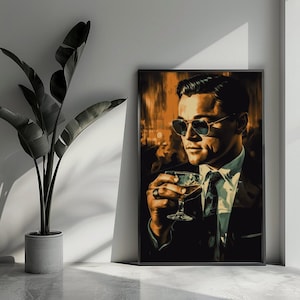 Leonardo DiCaprio Poster Movie Poster The Wolf of Wall Street Poster Actor Poster Wall Art For Home Decor | 12 | Gift For Him - No Frame