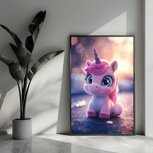 Eenhoorn Poster Schattige Poster Kinderposter Cartoon Poster Dieren Poster Wall Art  For Home Decor | 4428KMD | Gift For Him - No Frame