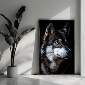 Poster Lupo, Poster Occhi Azzurri, Poster Animali, Poster Natura, Poster Ritratto, Arte da Parete per la Decorazione della Casa | 4872 | Regalo per lui - Senza cornice
