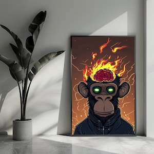 Aap Poster Cartoon Poster Brein Poster Dieren Poster Kunst Poster Wall Art  For Home Decor | 4660 | Gift For Him - No Frame