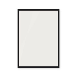 Pode incluir: Uma moldura retangular com uma borda preta fina e um centro branco liso. A moldura tem um acabamento limpo e suave com orientação vertical, proporcionando uma área de exibição simples e neutra para obras ou documentos.