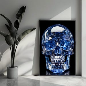 Poster teschio blu, poster teschio, poster teschio, poster artistico da parete di Halloween per la decorazione della casa | 600DZ | Regalo per lui - Senza cornice