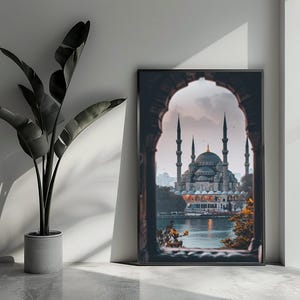 Poster della Moschea Blu, poster religioso, poster islamico, poster della moschea, arte murale per l'arredamento della casa | 3395BY | Regalo per lui - Senza cornice