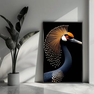 Poster di gru coronata, poster di animali, poster di uccelli, poster esotici, arte murale per l'arredamento della casa | 4710 | Regalo per lui - Senza cornice