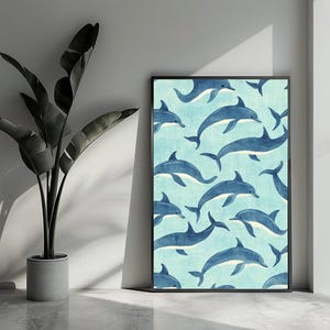 Delfin-Poster, Kunstposter, Kinderposter, Ozean-Poster, Tierposter, Wandkunst für die Inneneinrichtung | 4672 | Geschenk für ihn – ohne Rahmen