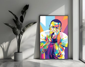 Chester Bennington Poster Linkin Park Poster Musikposter Rockposter Wandkunst für Heimdekoration | 722 | Geschenk für ihn – ohne Rahmen
