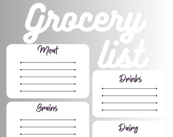 Printable Grocery List, Digital Grocery List, Grocery Checklist