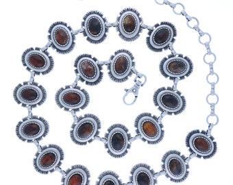 Women&#39;s Navajo Style Antique Silver & Dark Amber Concho Belt - MADE IN ITALY for Hip and Waist