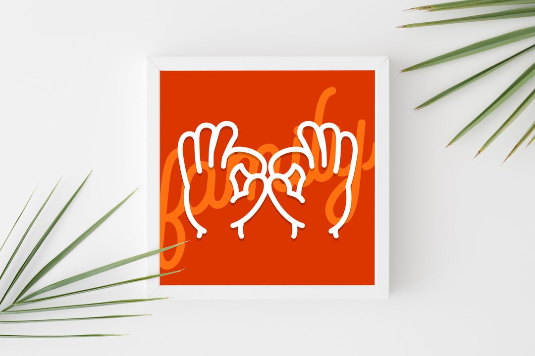 ASL American Sign Language family Hand Sign and Text. Fine Art Print ...