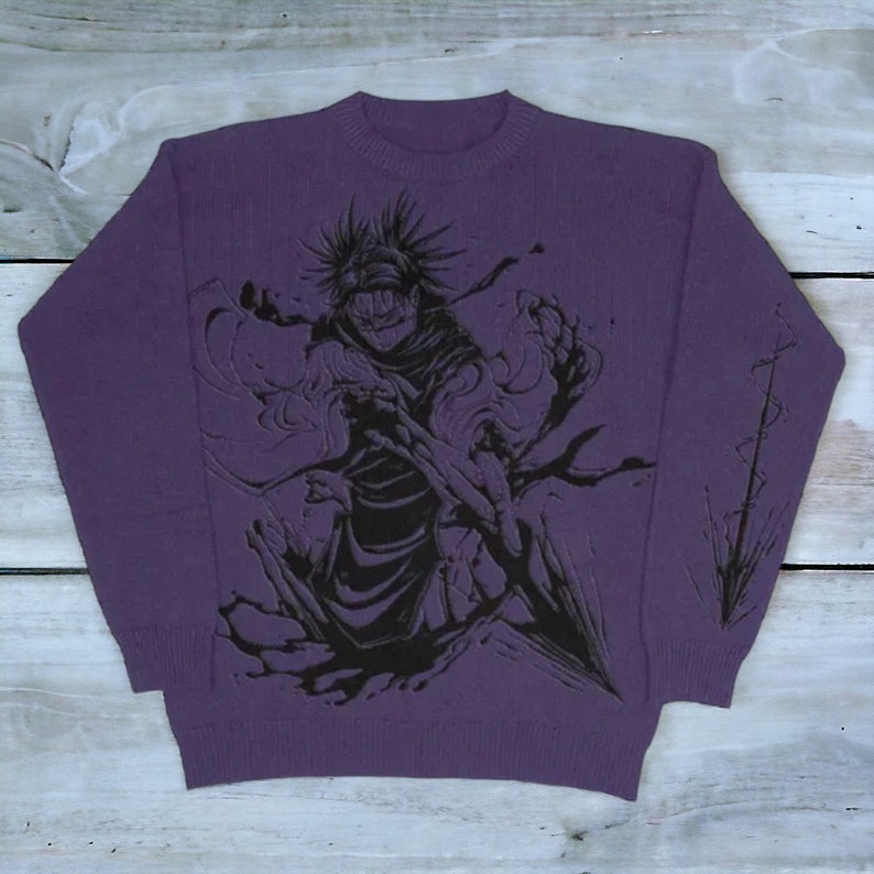 Jujutsu Kaisen Choso Knit Sweater Choso Graphic Jumper in Red & Purple