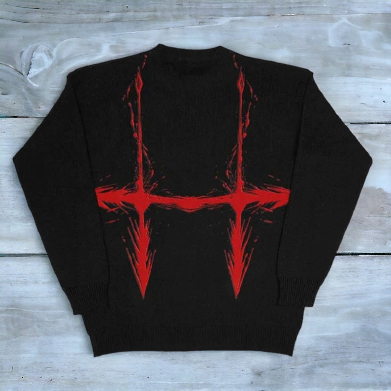 Jujutsu Kaisen Choso Knit Sweater Choso Graphic Jumper in Red & Purple