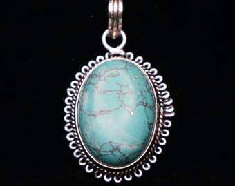 Oval Turquoise Howlite Pendant