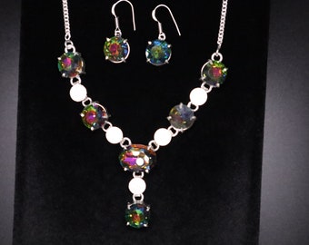 Round Rainbow Earrings and Necklace