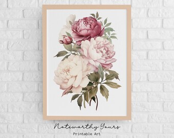 Watercolor Flower Bouquet No. 20 | Botanical Flower Art Print | Vintage Botanical Art | Wall Art | Digital Downloads | Printable Wall Art