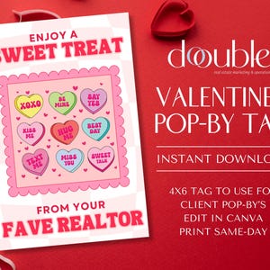 Niedlicher Pop-By-Tag zum Valentinstag für Makler, beeindrucken Sie Ihre Lieblingskunden mit dieser einfach zu verwendenden Geschenkanhänger-Vorlage