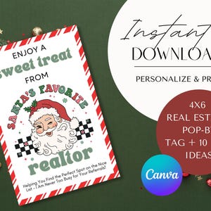 Real Estate Christmas, Realtor Christmas Pop By, Real Estate Marketing Gifts, Real Estate Pop-By, Holiday Real Estate, Canva, Referrals, PDF