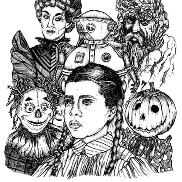 Return to Oz BW Downloadable Art Print - Size A4