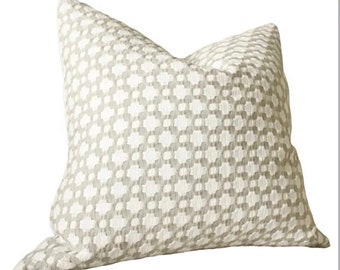Motif Pillows - 12 x 18 Single Sided, Schumacher Stone betwixt pillow cover, Final sale. Beige and off white pillow cover