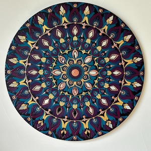 Hand-Painted Mandala Dot Art: 19.5&quot; Boho Wooden Wall Hanging