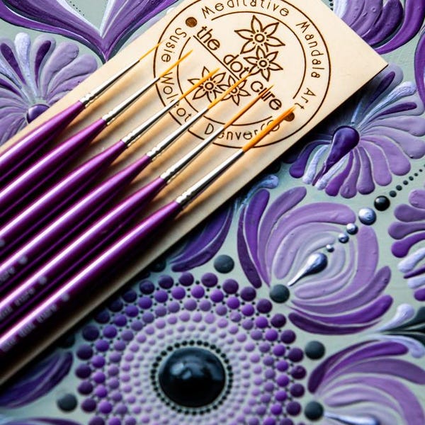 Mandala liner brush set  - 6pc Long Rigger Brushes for Detail, Flow, and Control