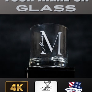 Monogram Laser Engraved On A Glass Cup- Design Your Own - Etched Bourbon Rocks Glass - Birthday Gifts for Him - Christmas Gift For All