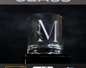 Verre bourbon monogramme gravé au laser - Verre à whisky personnalisé