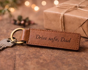 Porte-clés en cuir personnalisé - Porte-clés gravé personnalisé, cadeau pour lui, elle, papa, maman