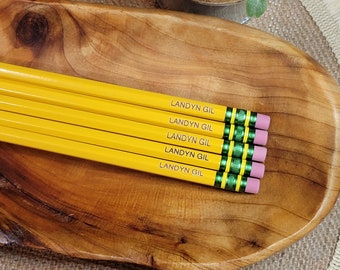 Engraved Pencils Name Pencils Ticonderoga-Engrave Your Name Pencil Set-Back to School-Personalized #2 Pencils-Teacher Gift
