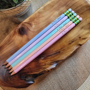Engraved Pencils Name Pencils Ticonderoga-Engrave Your Name Pencil Set-Back to School-Personalized #2 Pencils-Teacher Gift - Pastel Pencils