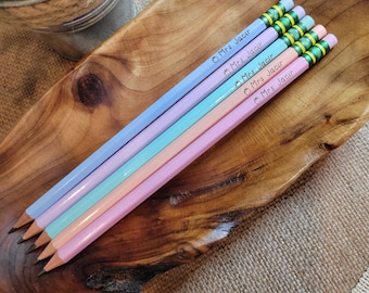 Engraved Pencils Name Pencils Ticonderoga-Engrave Your Name Pencil Set-Back to School-Personalized #2 Pencils-Teacher Gift - Pastel Pencils